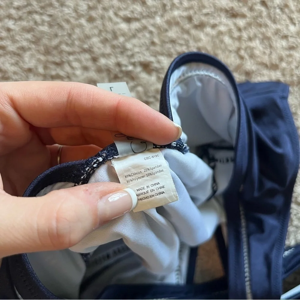 Like New CupShe navy blue one piece v swimsuit - Picture 3 of 7